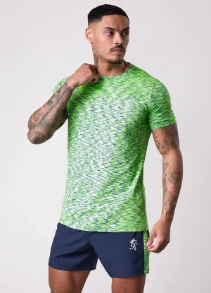 Gym King Energy Seamless Space Dye Tee - Lime/Navy Grindle Breathable Performance Wear