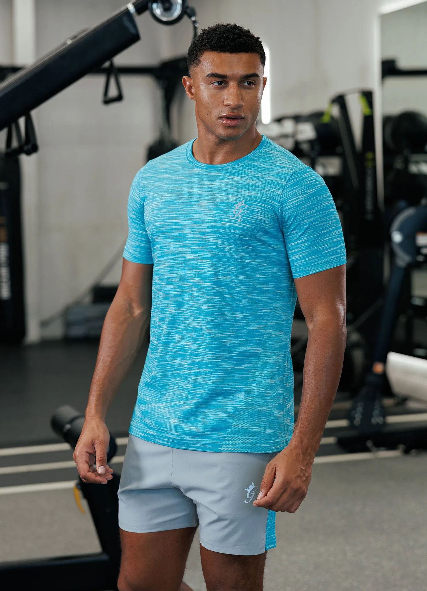 Gym King Energy Seamless Space Dye Tee - Ocean Blue Multi Recommended