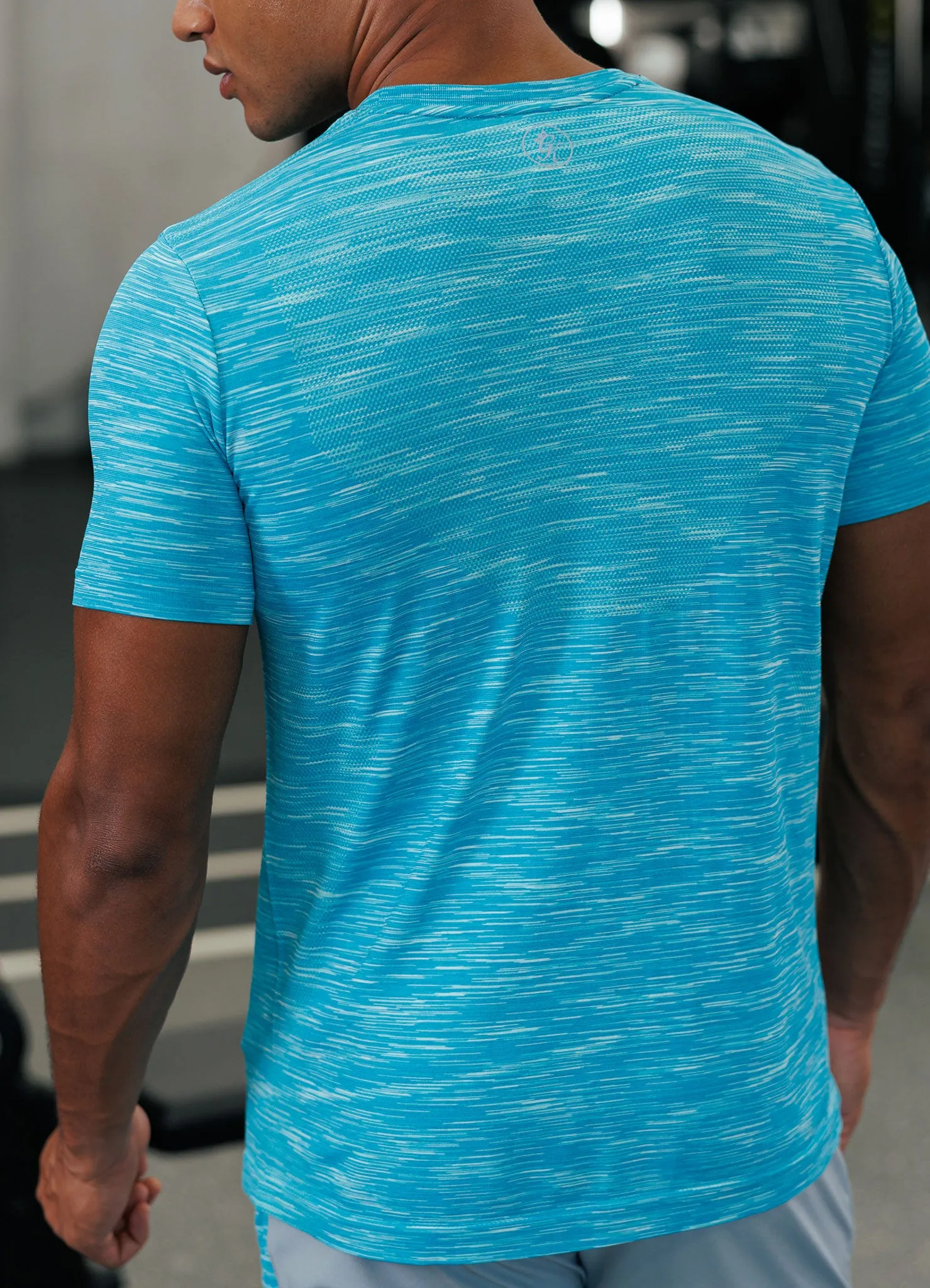 Gym King Energy Seamless Space Dye Tee - Ocean Blue Multi Holiday Trend