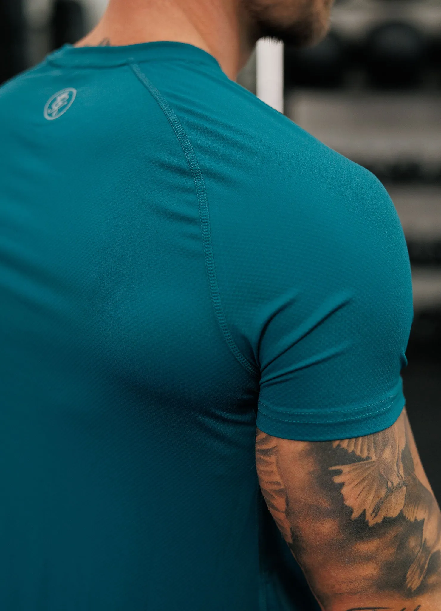 Gym King Energy Tee - Deep Pine Flexible Ribbed Neckline