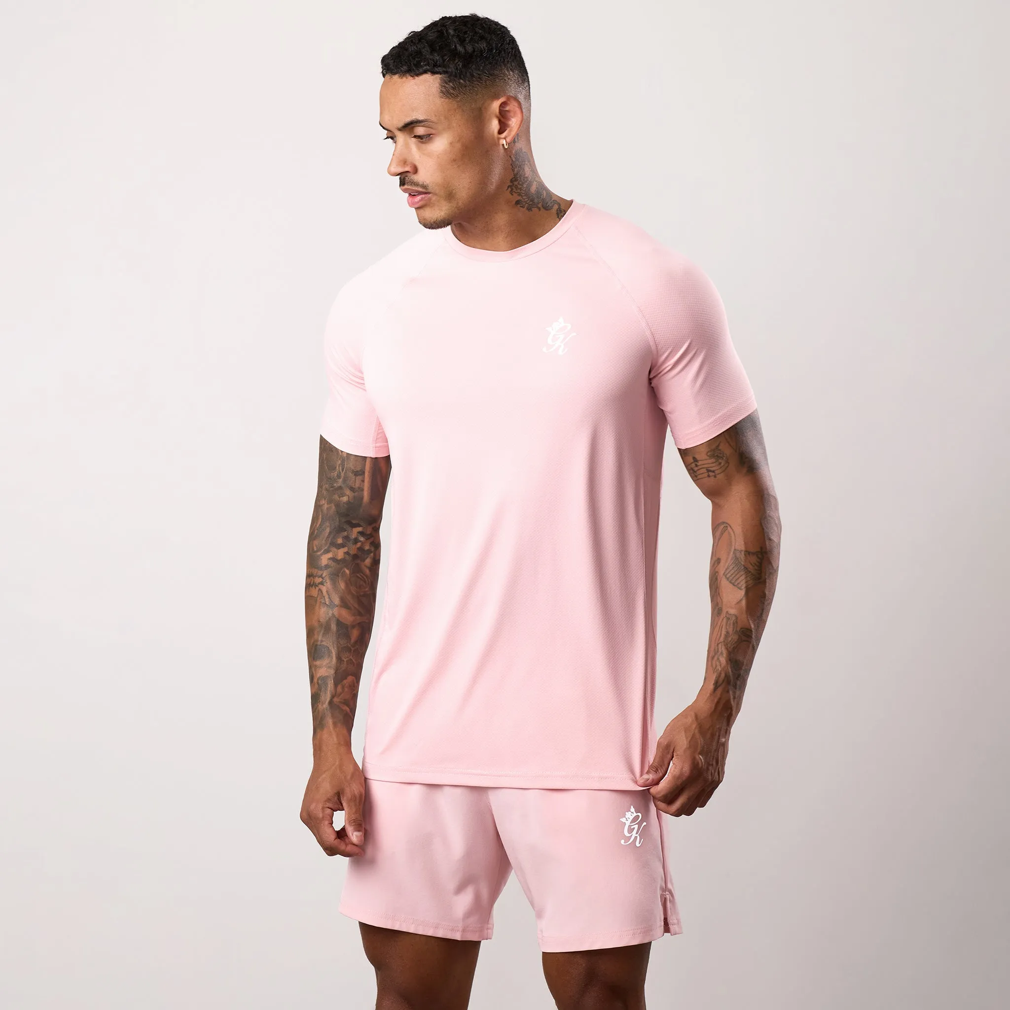 Circular Knit Design Comfy Pieces Gym King Energy Tee - Light Pink