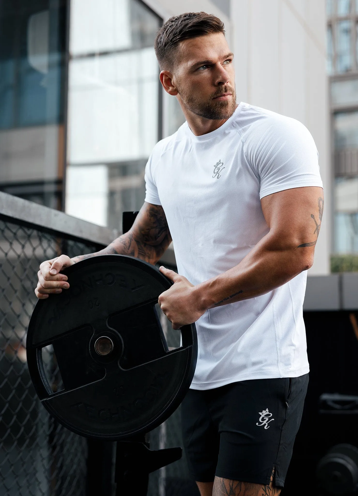Gym King Energy Tee - White Cool Weather Wear Sleek Design