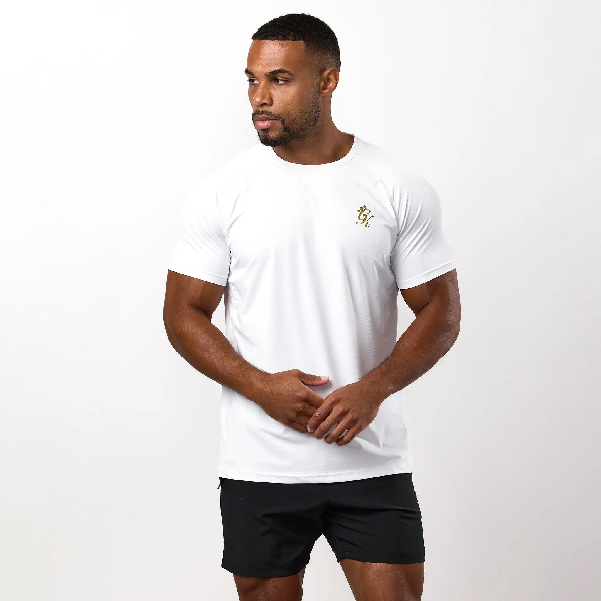 Gym King Energy Tee - White/Gold Active Design Wear Breathable Wear Fit