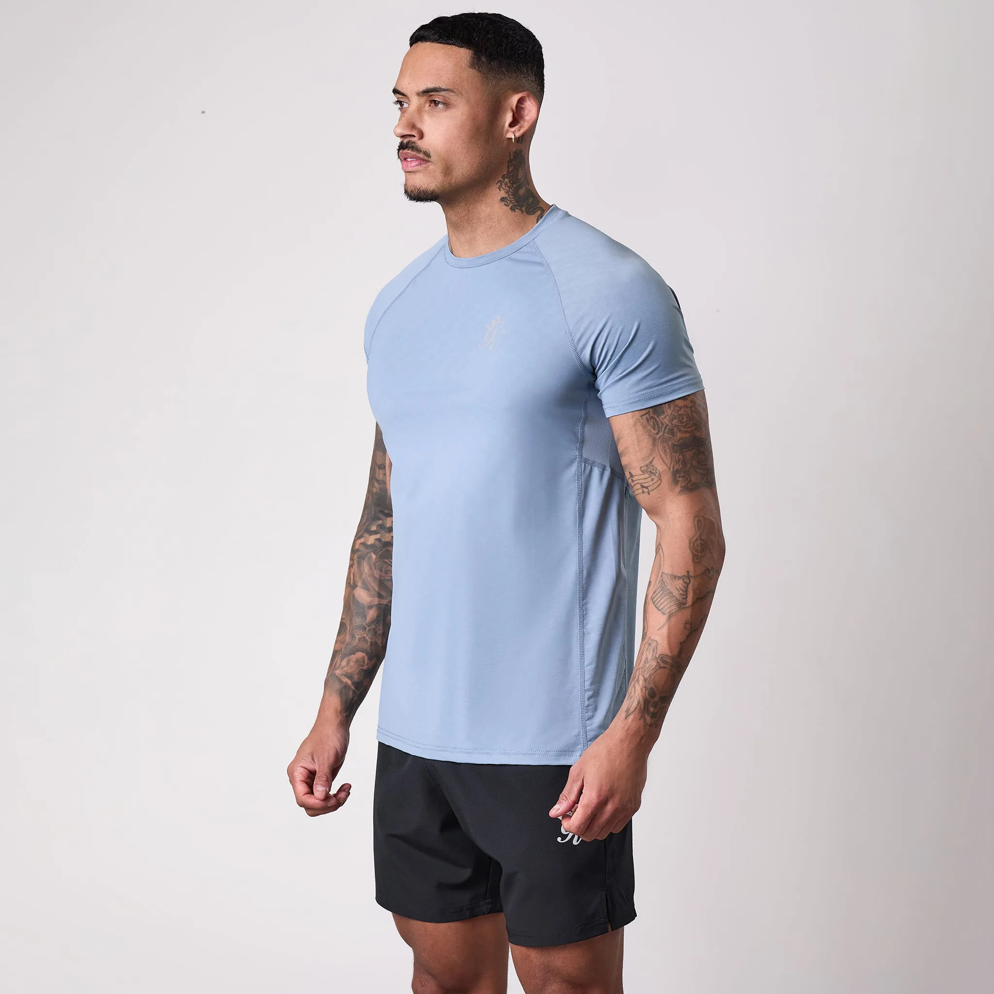 Soft Breathable Chill Comfort Wear Gym king Energy Texture Tee - Dusk Blue