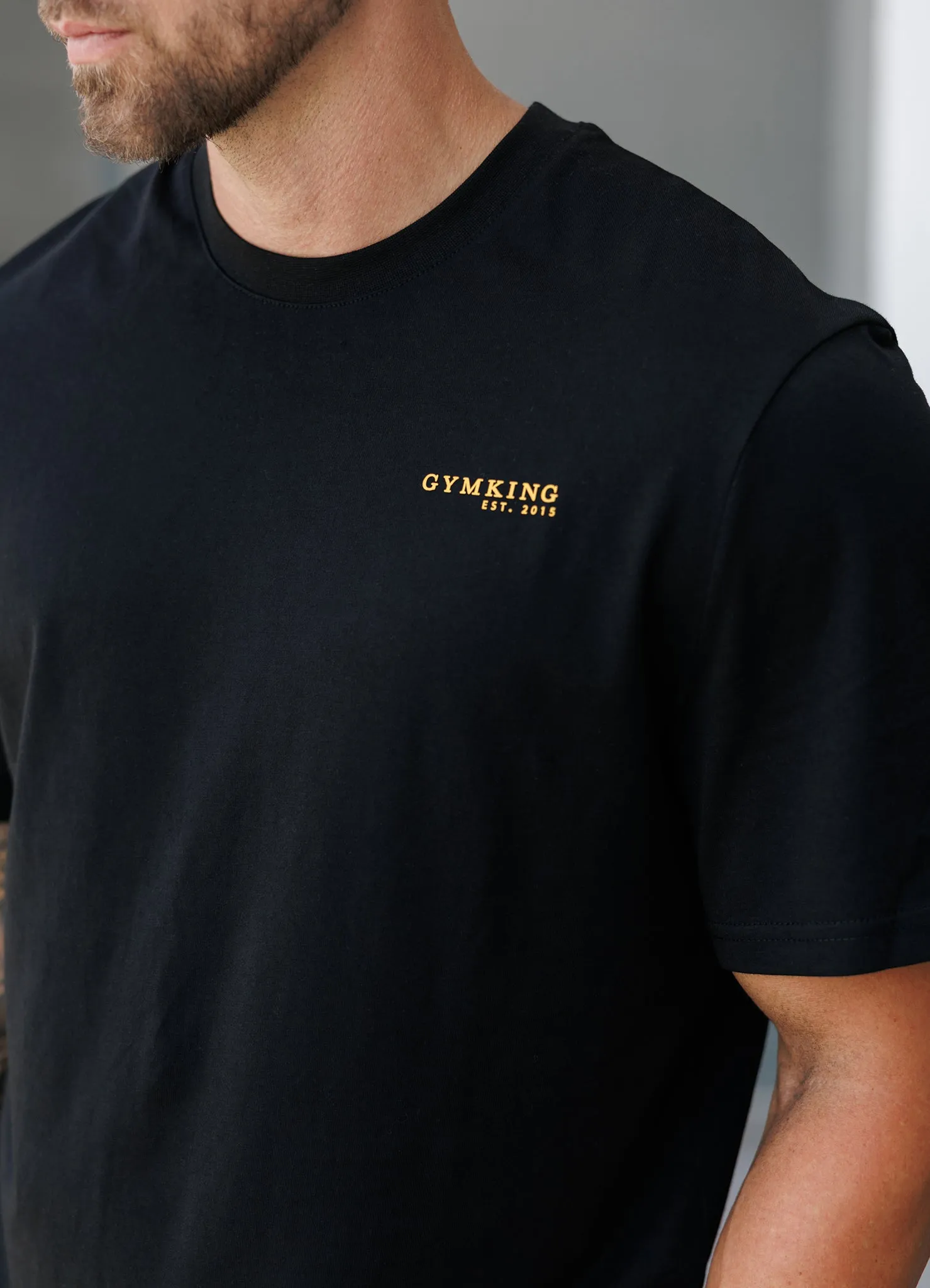 Wide Neck Opening Gym King Established Regular Fit Tee - Black/Gold