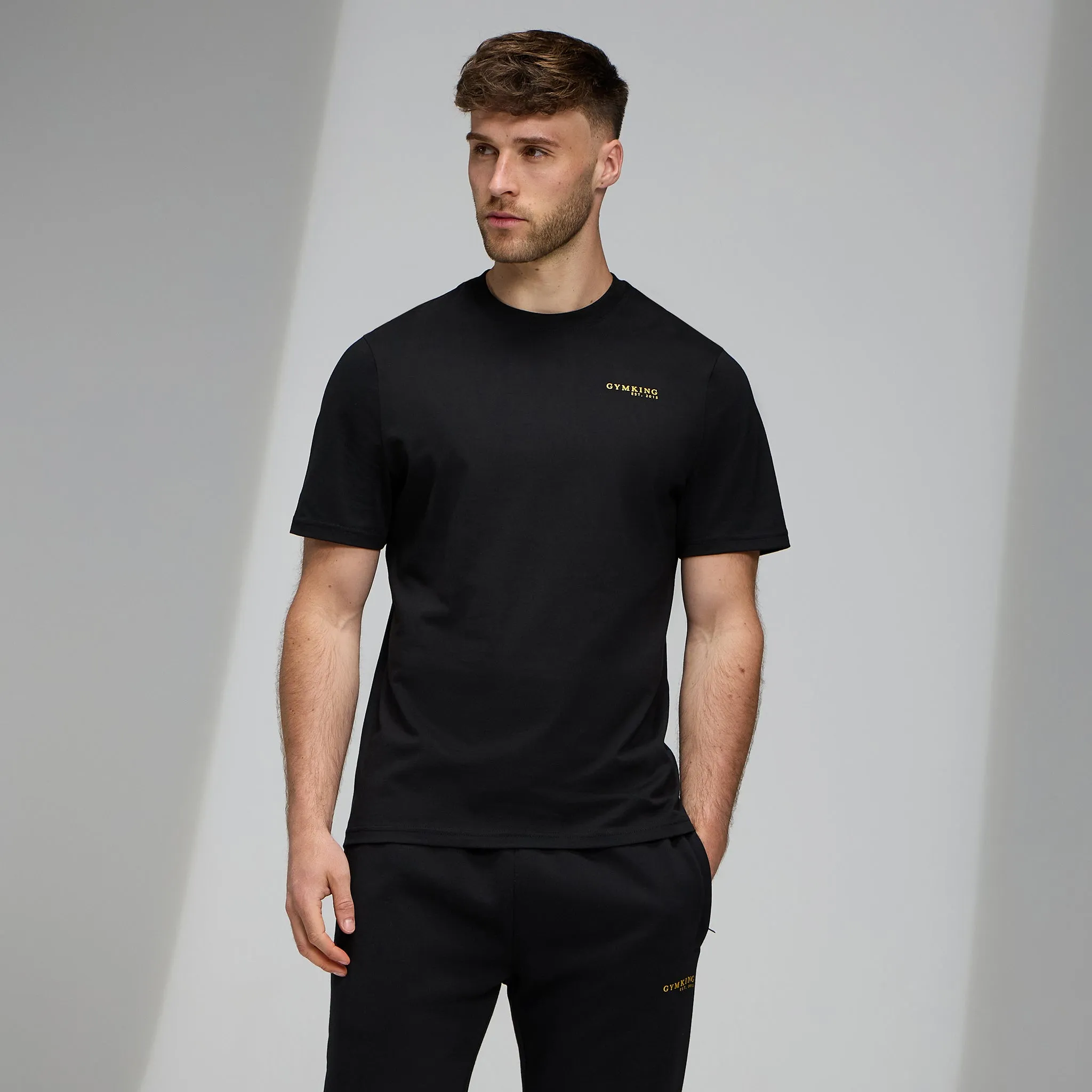 Festival wear Gym King Established Regular Fit Tee - Black/Gold