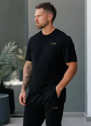 Gym King Established Regular Fit Tee - Black/Gold Layered Collar