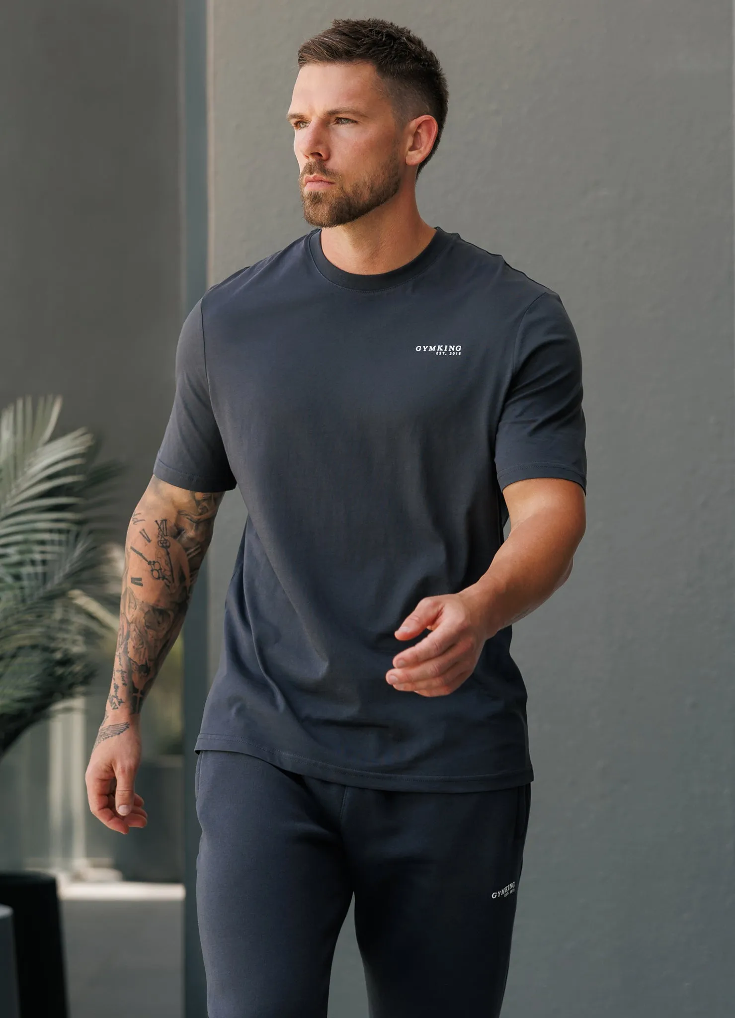 Gym King Established Regular Fit Tee - Pewter/White Quick Comfort Wear