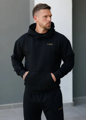 Gym King Established Relaxed Fit Hood - Black/Gold Outdoor Minimal Smart Hoodie