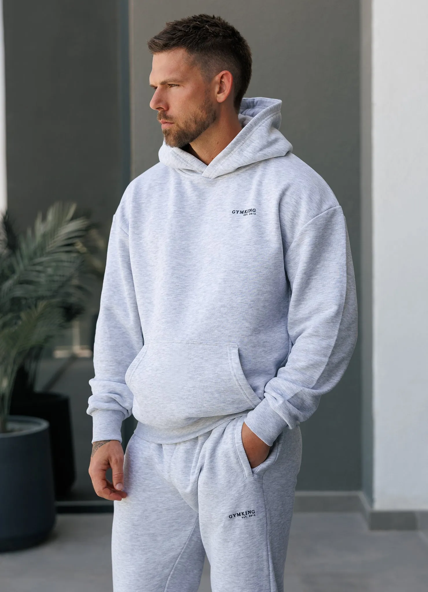 Gym King Established Relaxed Fit Hood - Snow Marl Coffee Run