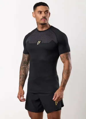 RelaxedFit Gym King Fight Division Combat Short Sleeve Rash Guard - Black