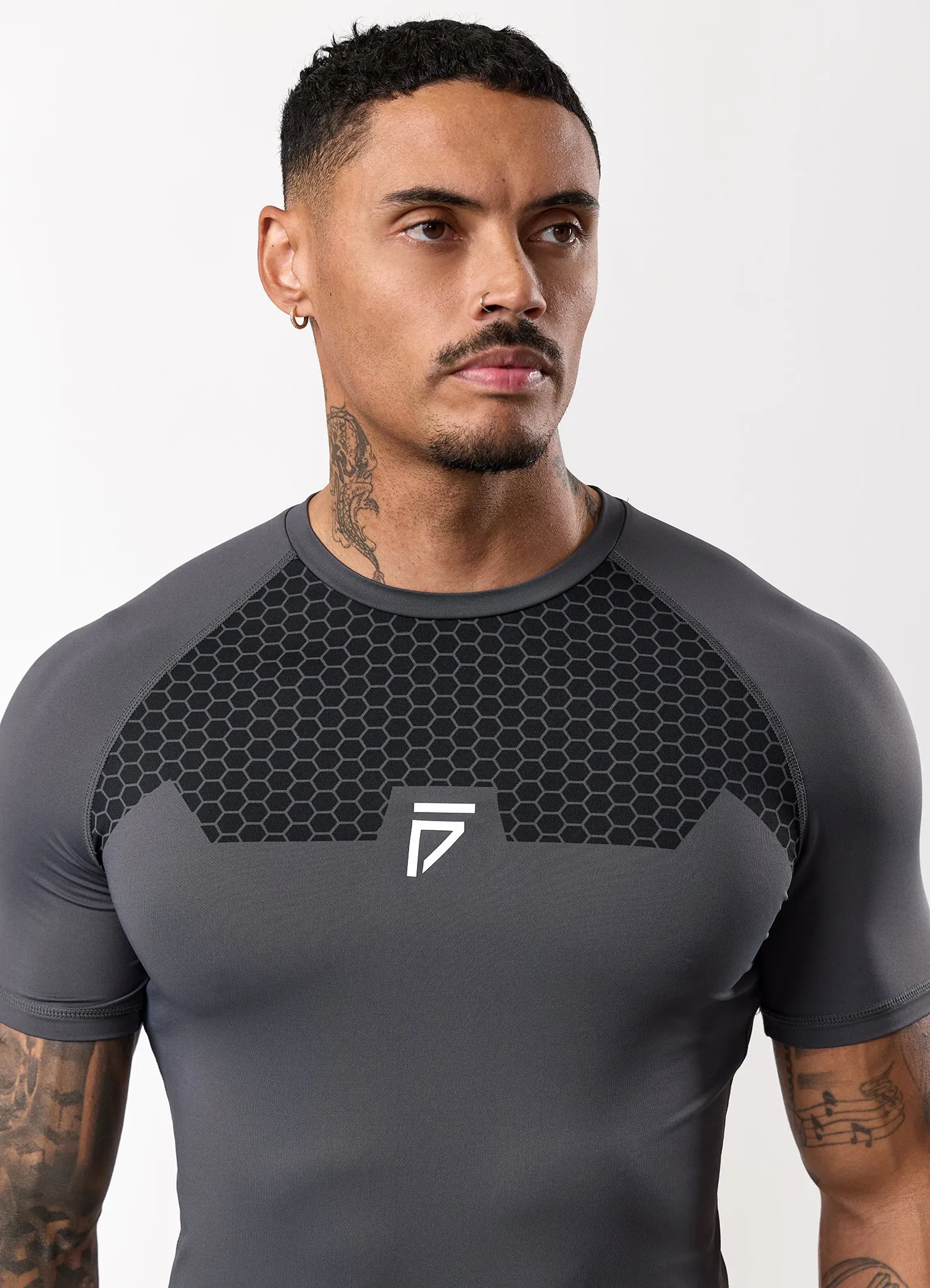 theater visit Gym King Fight Division Combat Short Sleeve Rash Guard - Graphite