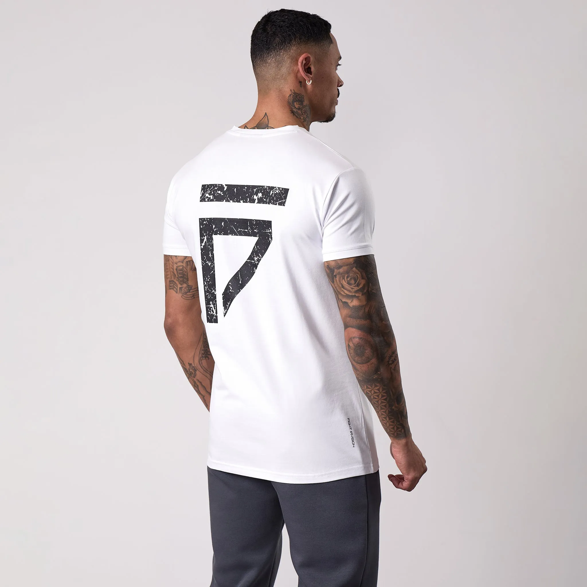 Gym King Fight Division Tee - White Garment Dyed Technique