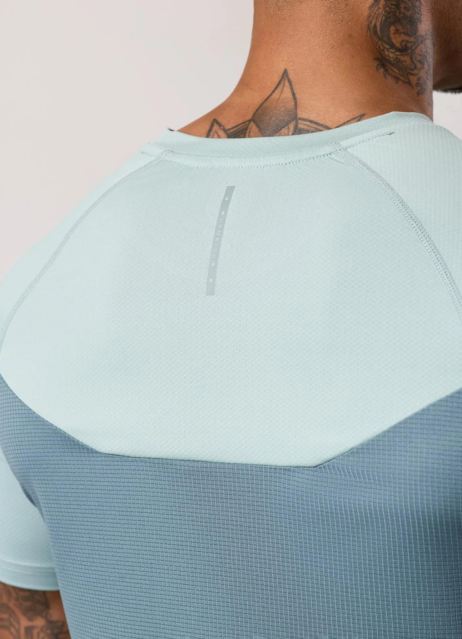 Gym King Flex 2.0 Tee - Silver Blue/Petrol Blue Cool and Relaxed Anti Static Treatment
