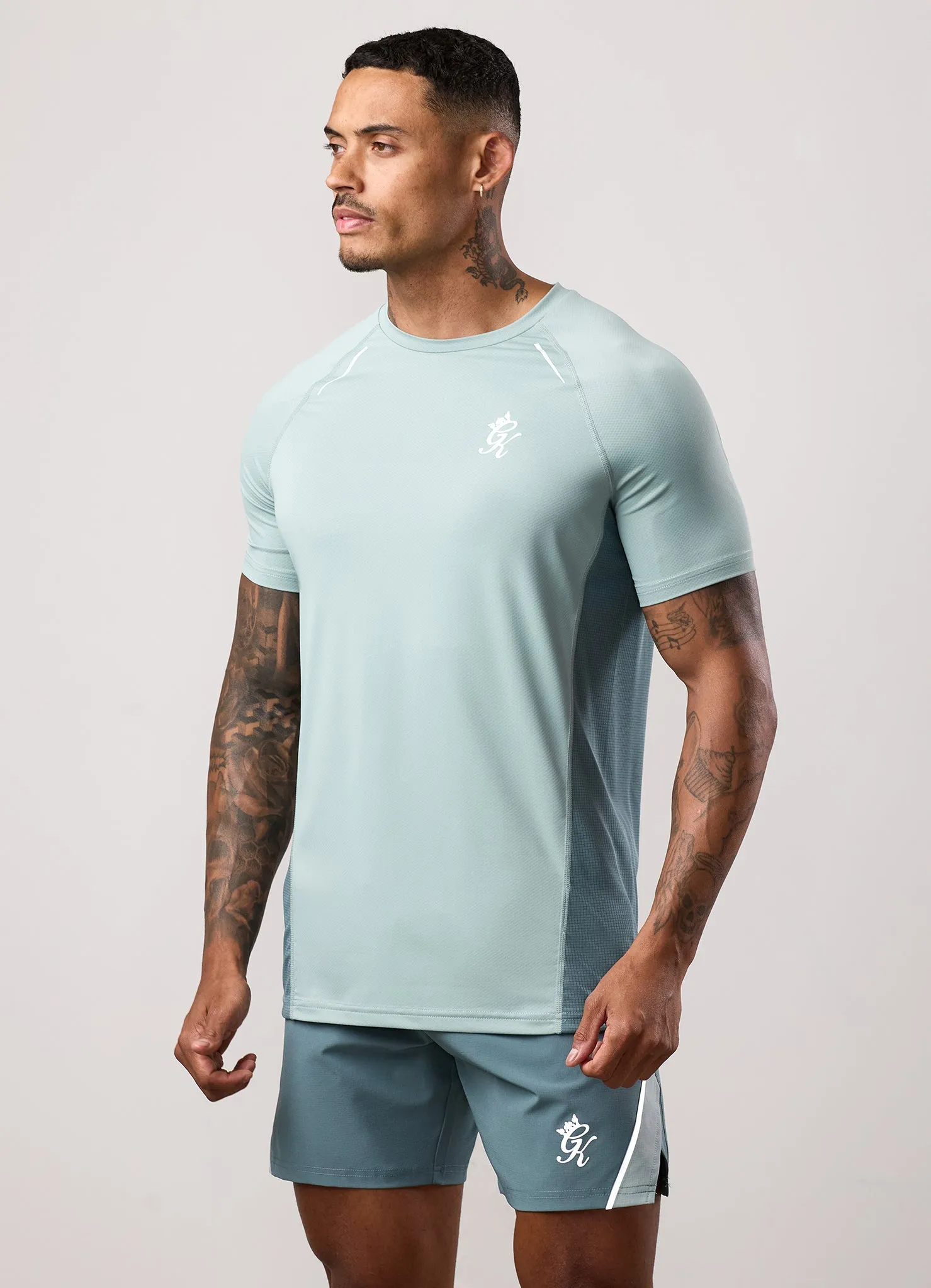 Gym King Flex 2.0 Tee - Silver Blue/Petrol Blue Fashion-Forward Fit