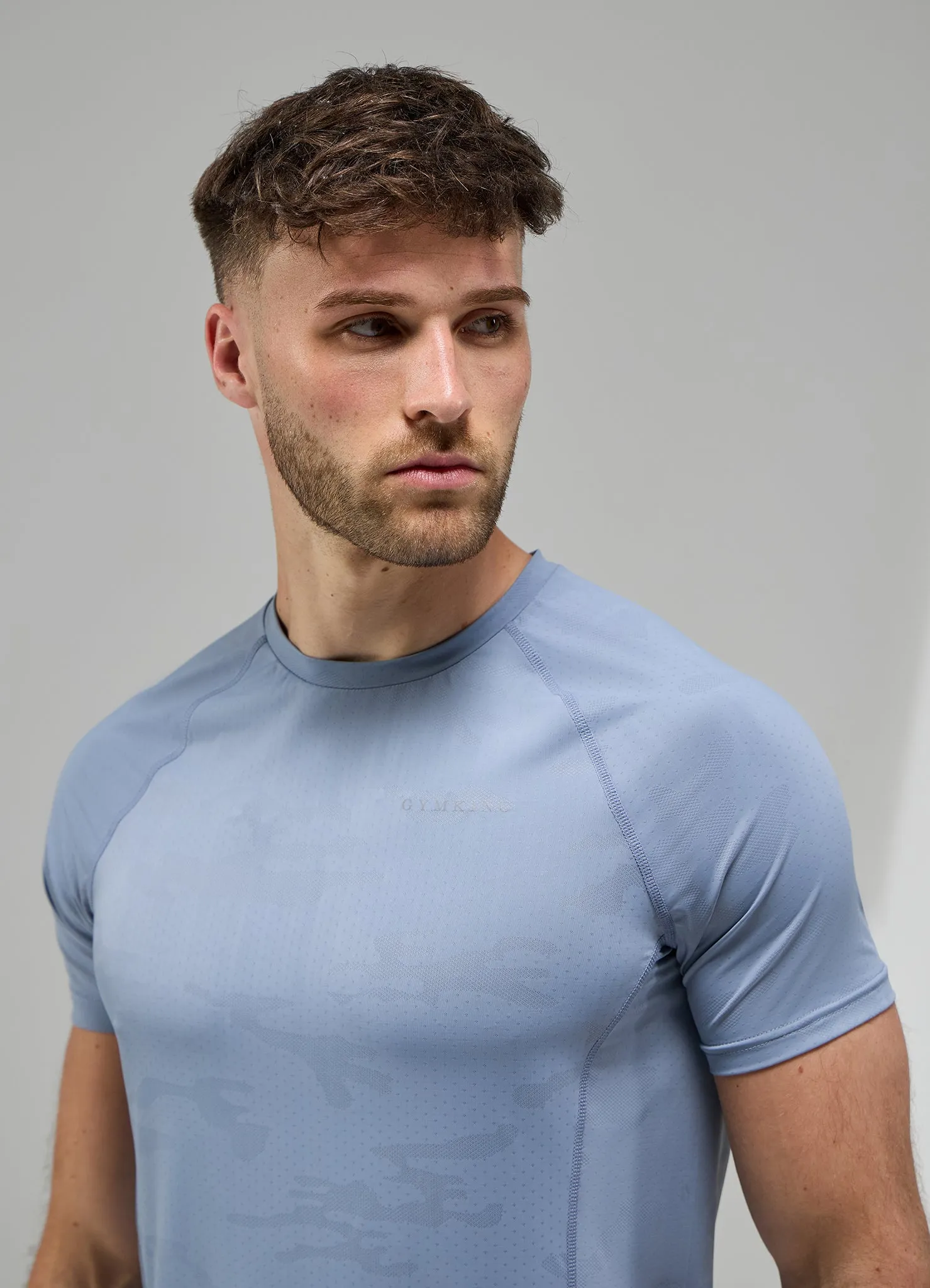 sports activity Gym King Focus Camo Knit Tee - Dusk Blue