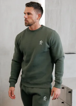 Gym King Fundamental Fleece Crew - Deep Olive Drawstring Hood Fresh Sporty