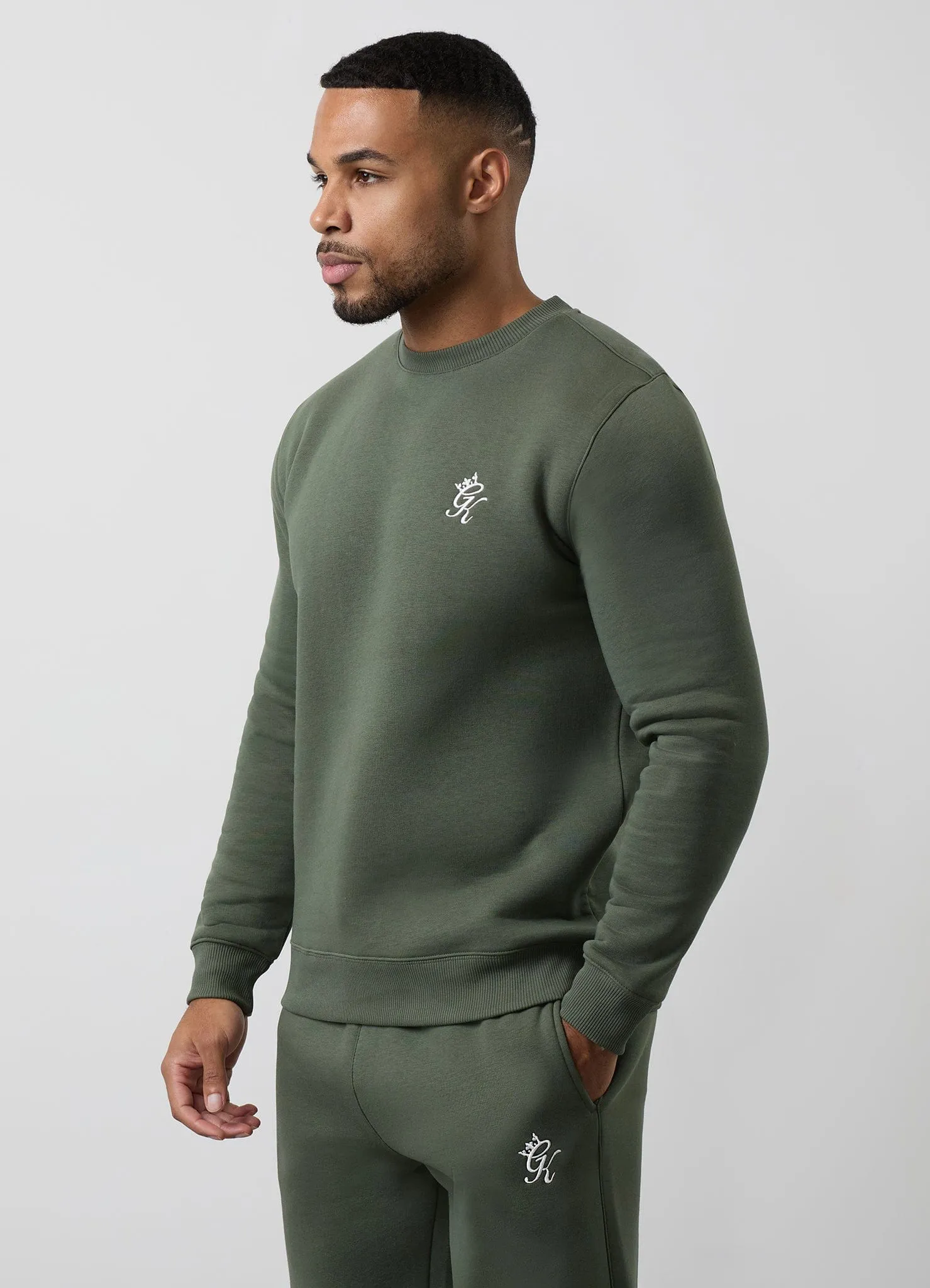 Gym King Fundamental Fleece Crew - Deep Olive Cozy Chic