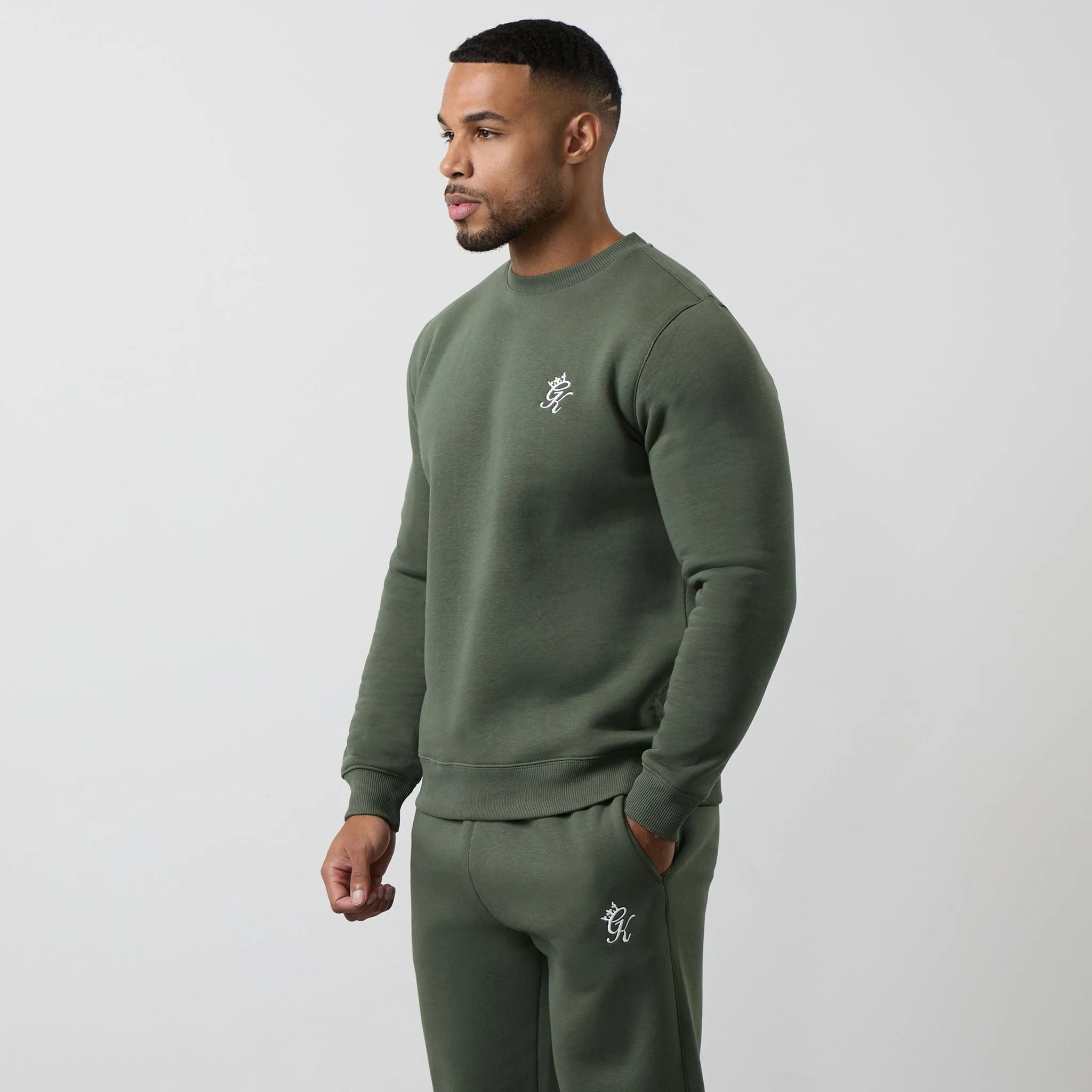 Gym King Fundamental Fleece Crew - Deep Olive Active Wear