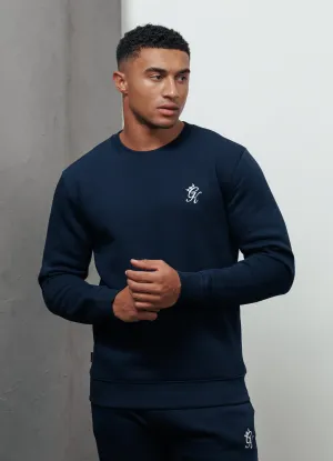 Gym King Fundamental Fleece Crew - Navy tropical print