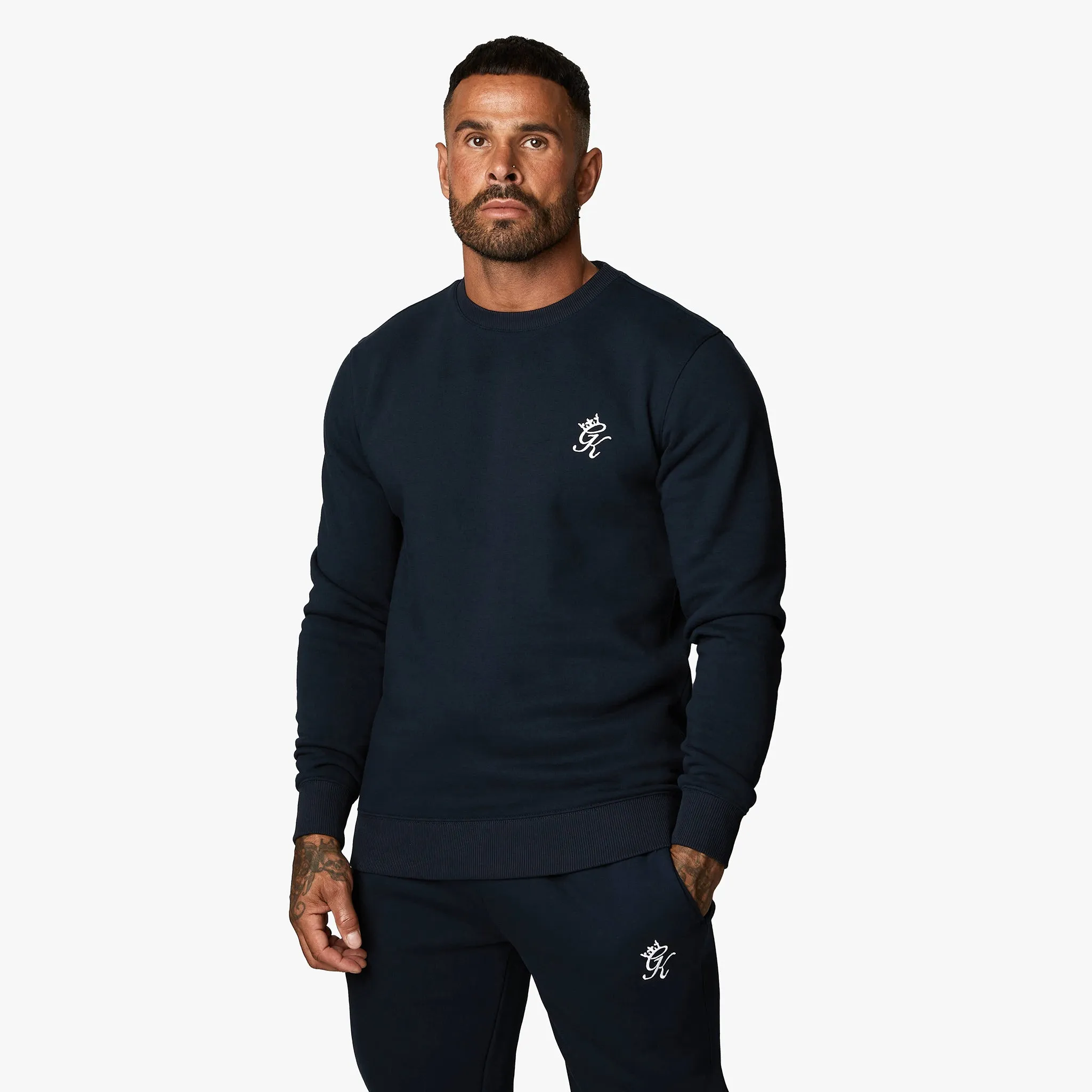 Stylish Fit Gym King Fundamental Fleece Crew - Navy
