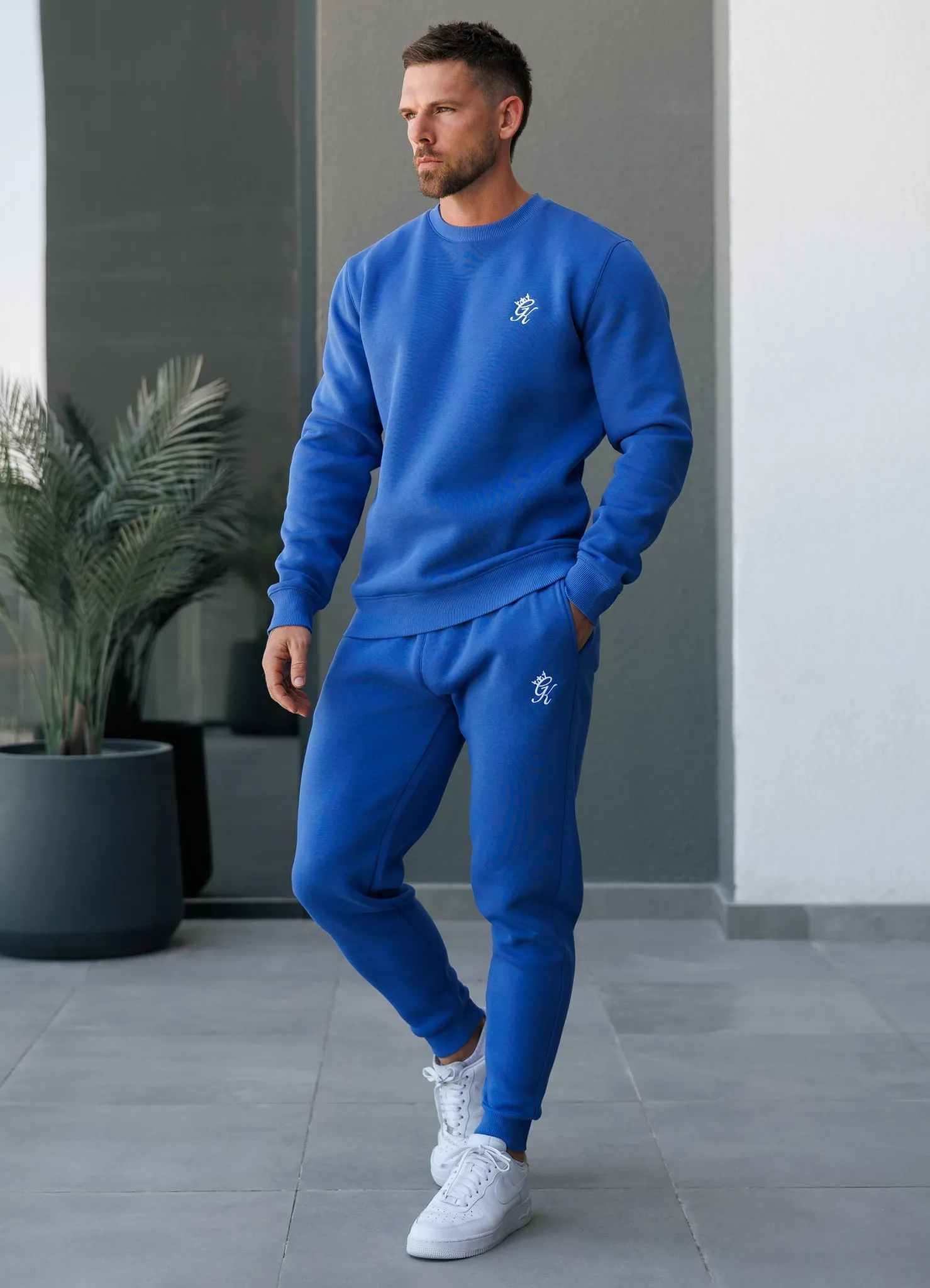 Gym King Fundamental Fleece Crew - Sonic Blue single layer