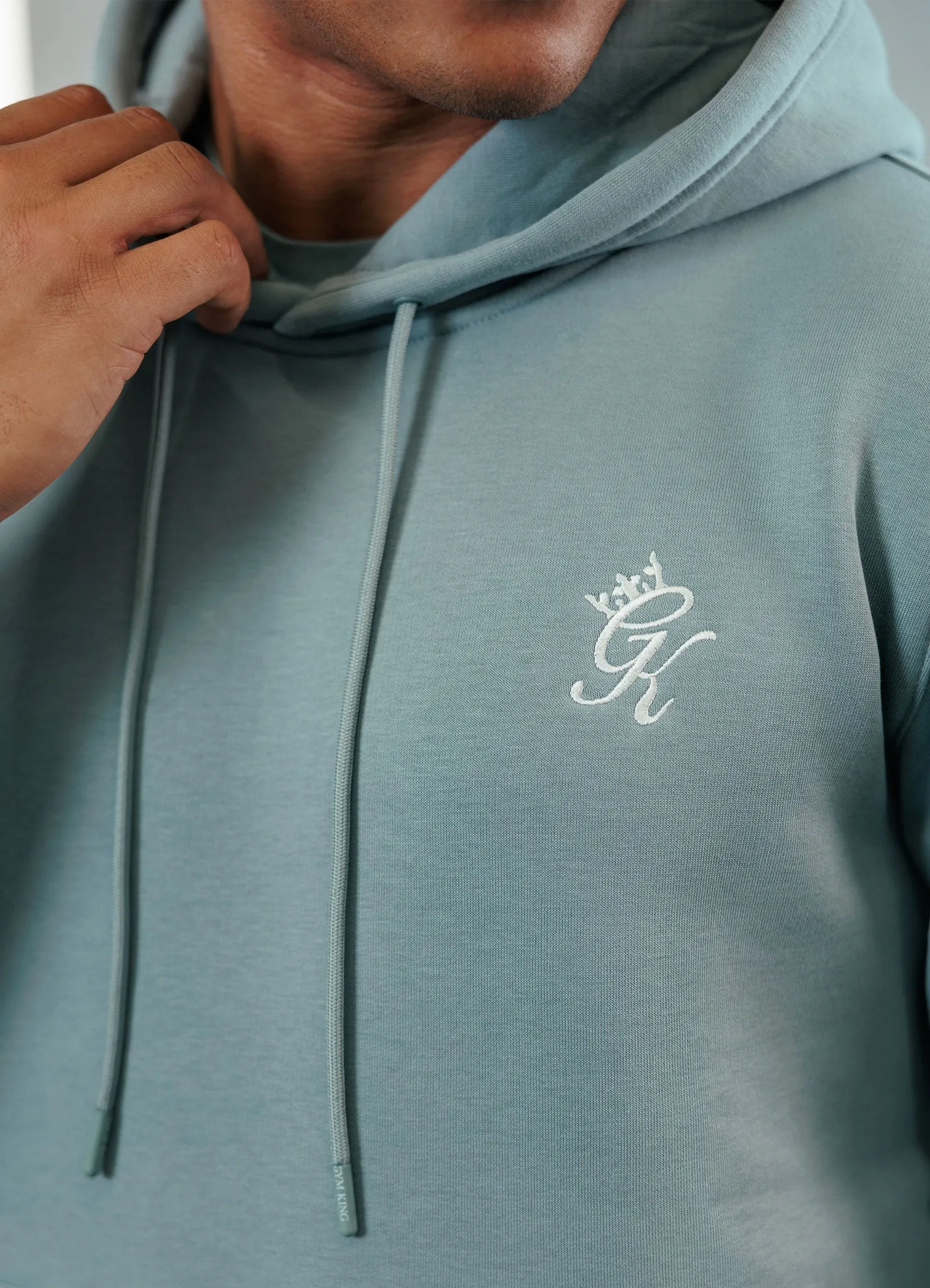 Gym King Fundamental Fleece Hood - Smoke full sleeve product lanyard visibility