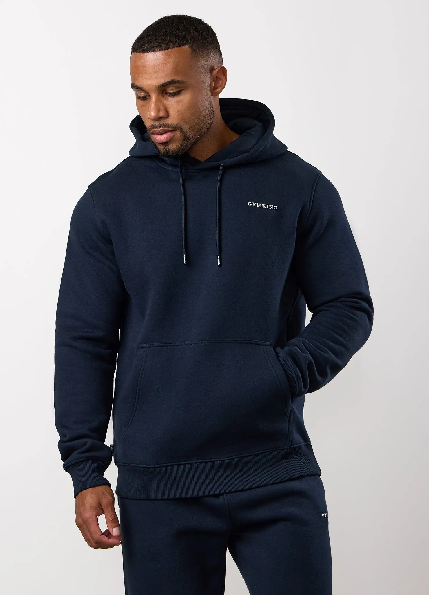 Gym King Fundamental Linear Hood - Navy Herringbone Travel Active
