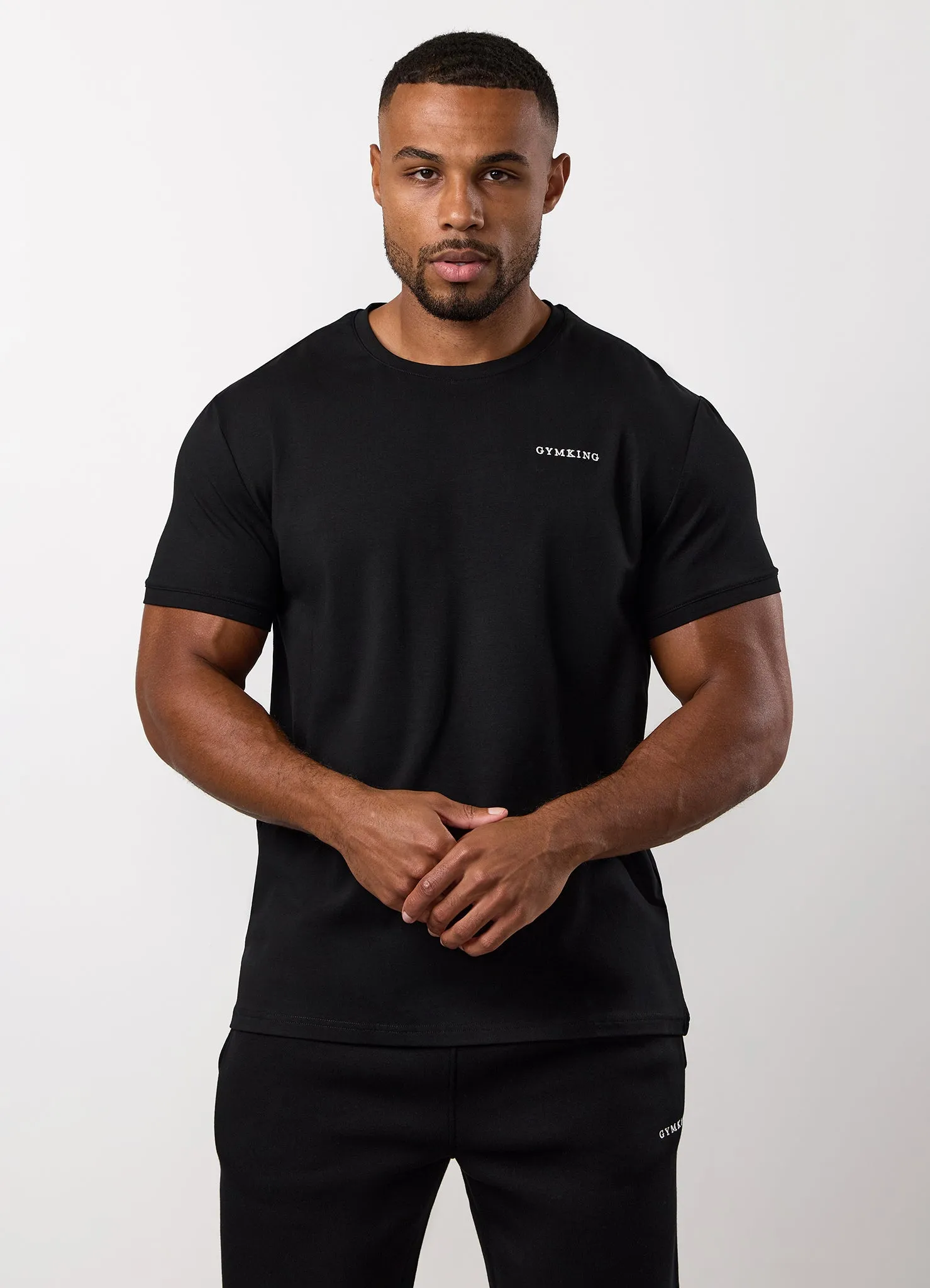Gym King Fundamental Linear Tee - Black Quick Fit Stretch