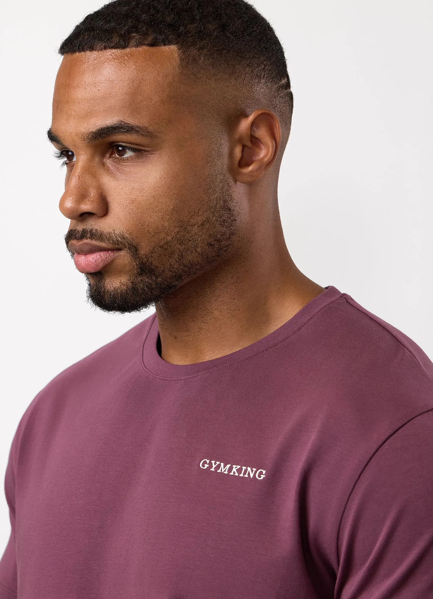 Versatile Comfort Wear Non Restrictive Silhouette Gym King Fundamental Linear Tee - Mulberry