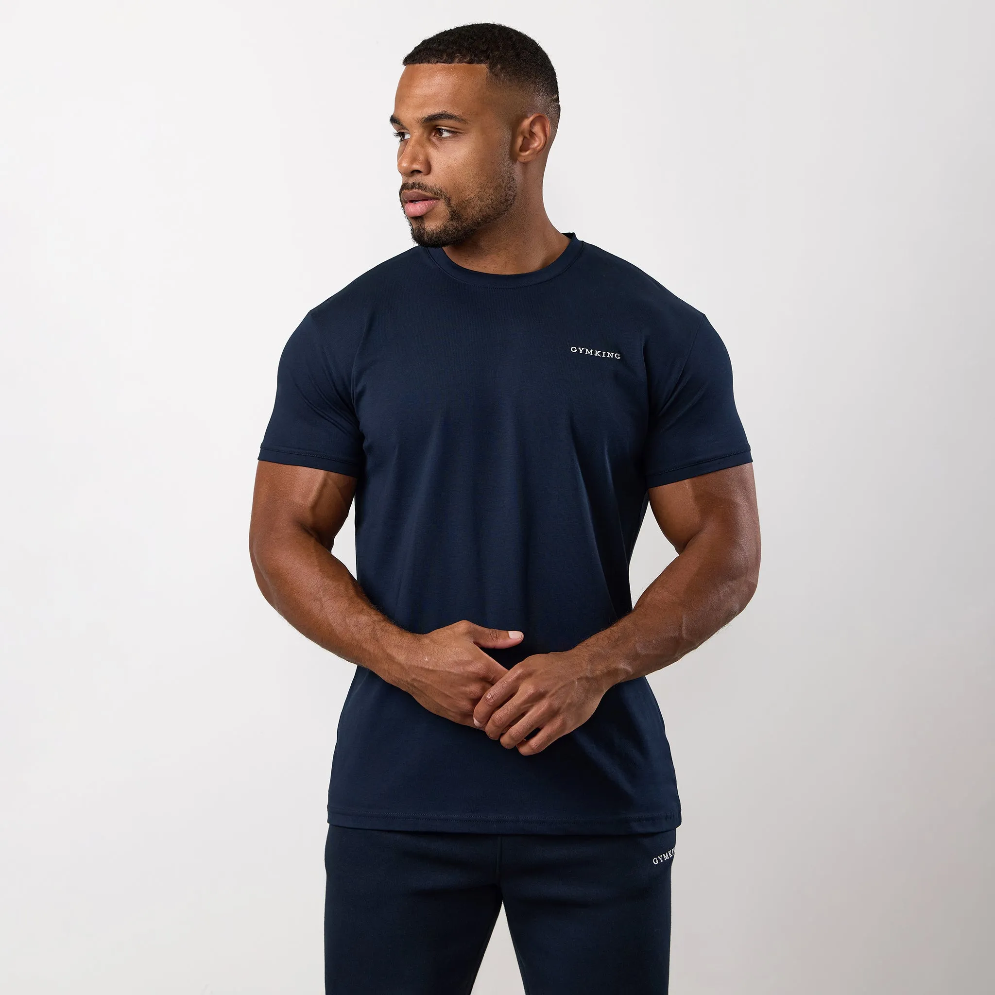 Casual Flex Design Gym King Fundamental Linear Tee - Navy