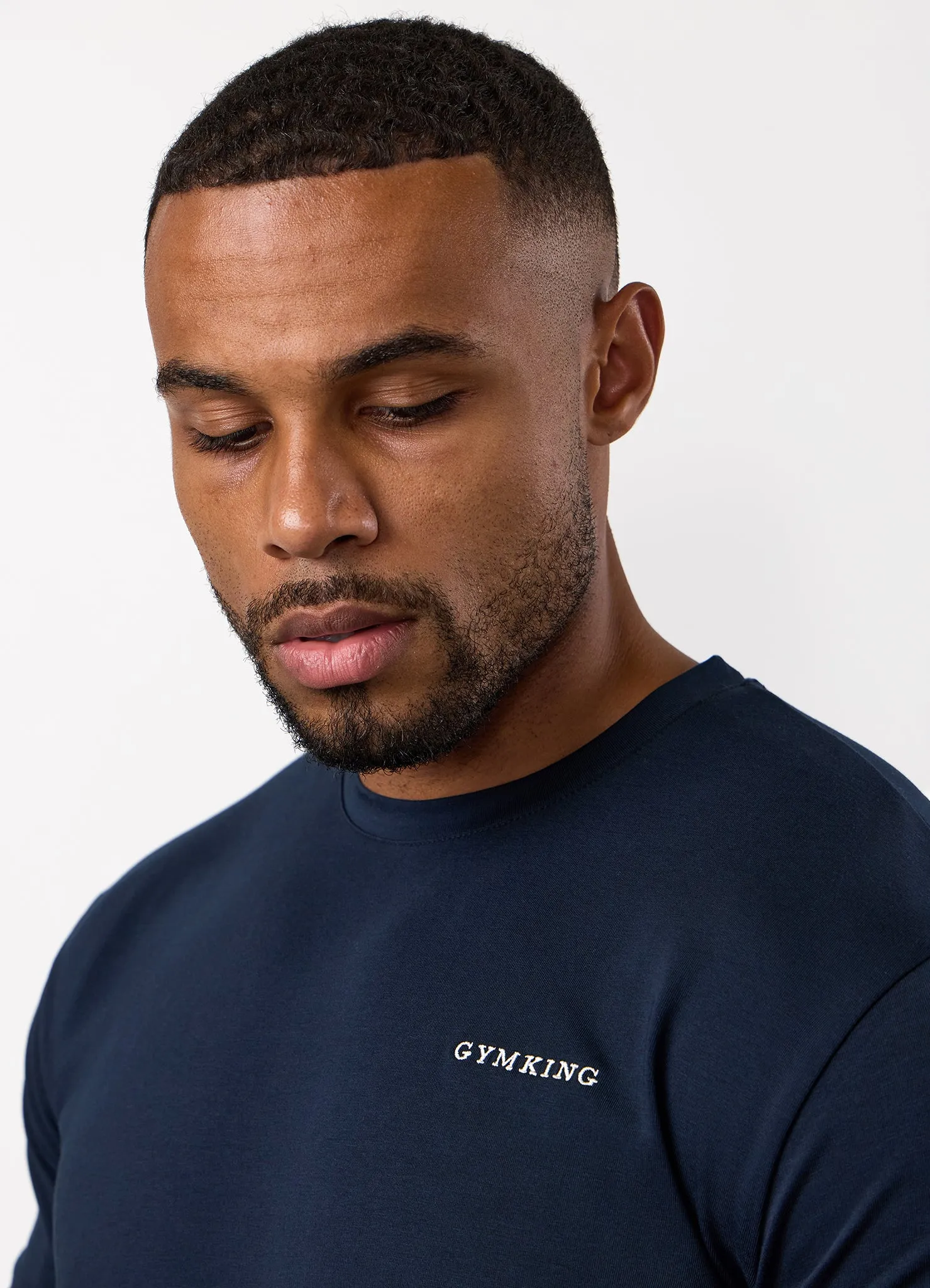 Gym King Fundamental Linear Tee - Navy Stain Resistant