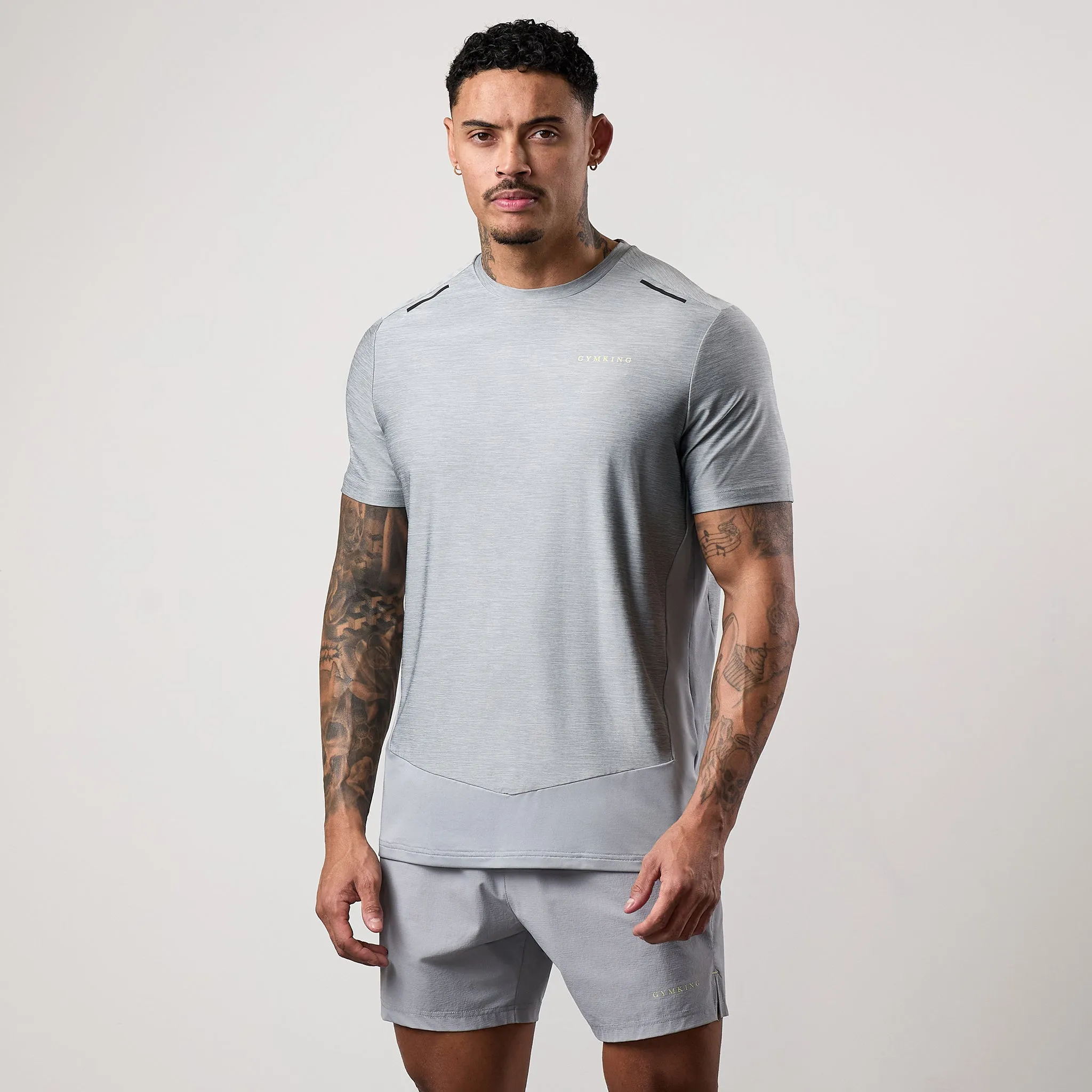Essential Top Comfortable Layers Gym King Fusion Hybrid Tee - Silver Grey