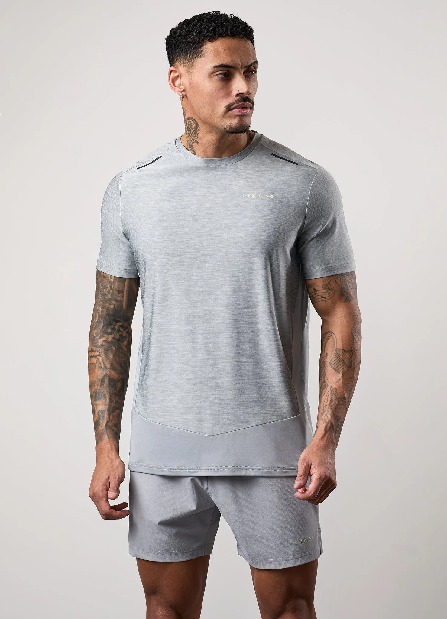 Chilly Day Wear Sleek Fit Gym King Fusion Hybrid Tee - Silver Grey
