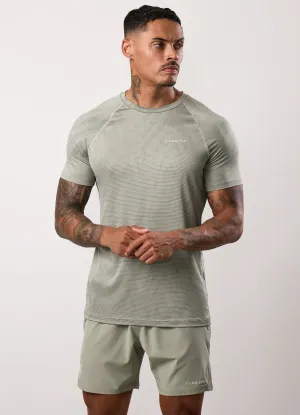 Thermoregulating Fabric Basic Layer Gym King Limitless Abstract Knit Tee - Soft Khaki