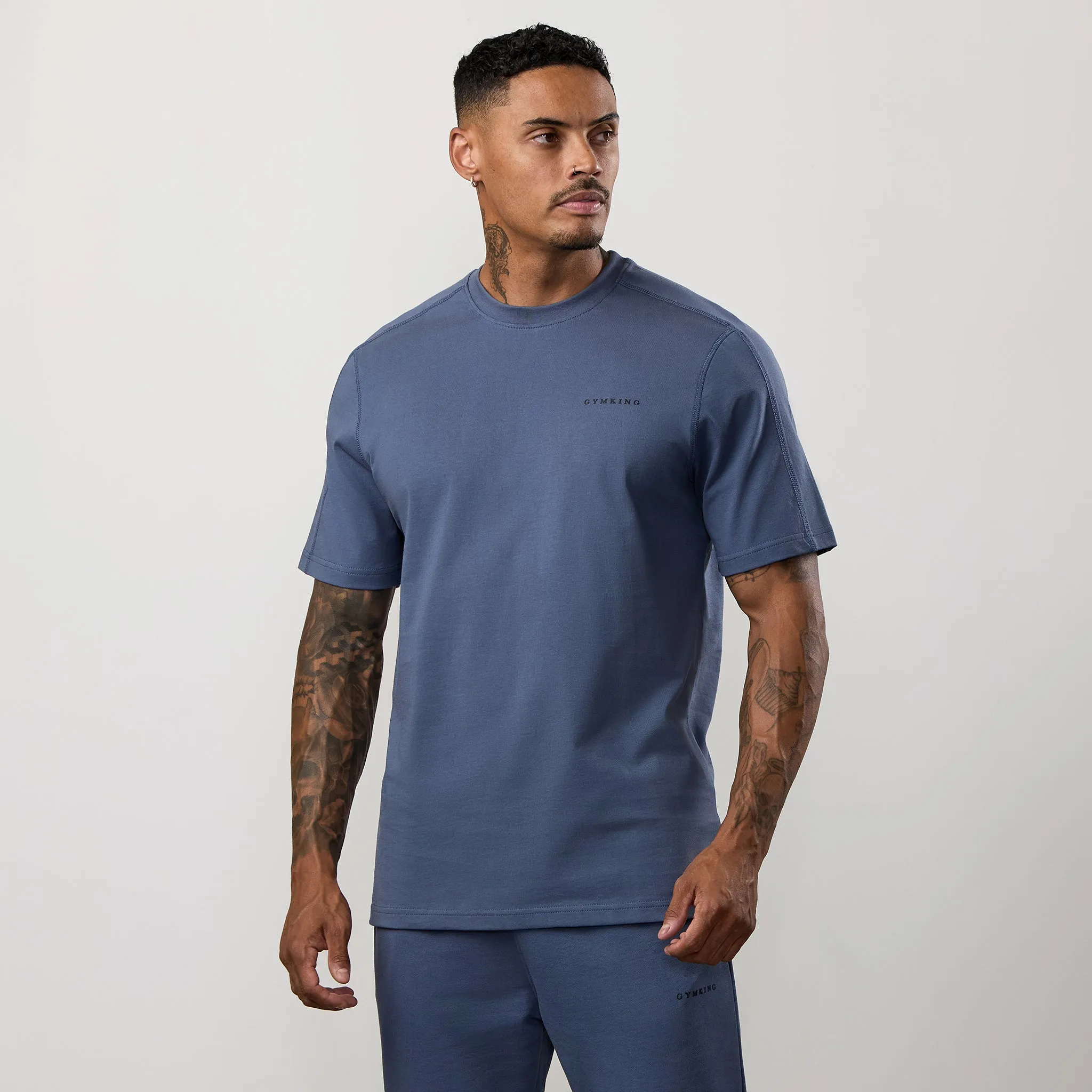 Everyday Flex Gym King Linear Jersey Tee - Deep Sea Blue