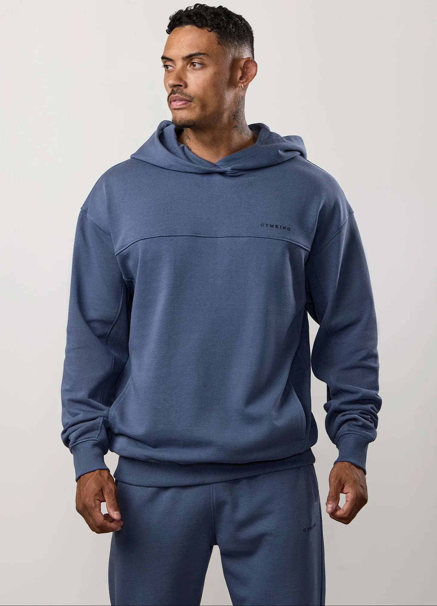 Gym King Linear Loopback Hood - Deep Sea Blue Hoodie Fashion