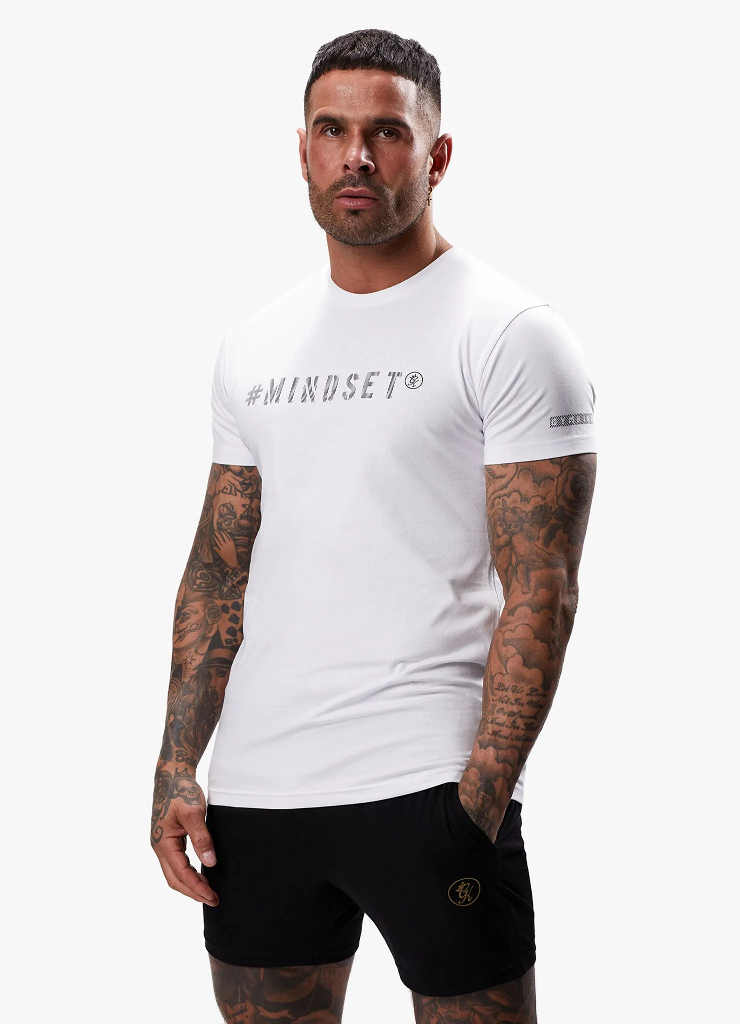 Fashionable Look Structured silhouette Gym King Mindset Jersey Tee - White