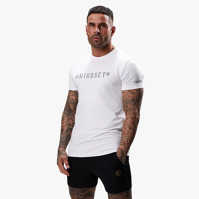 Seamless construction SlimFit Gym King Mindset Jersey Tee - White
