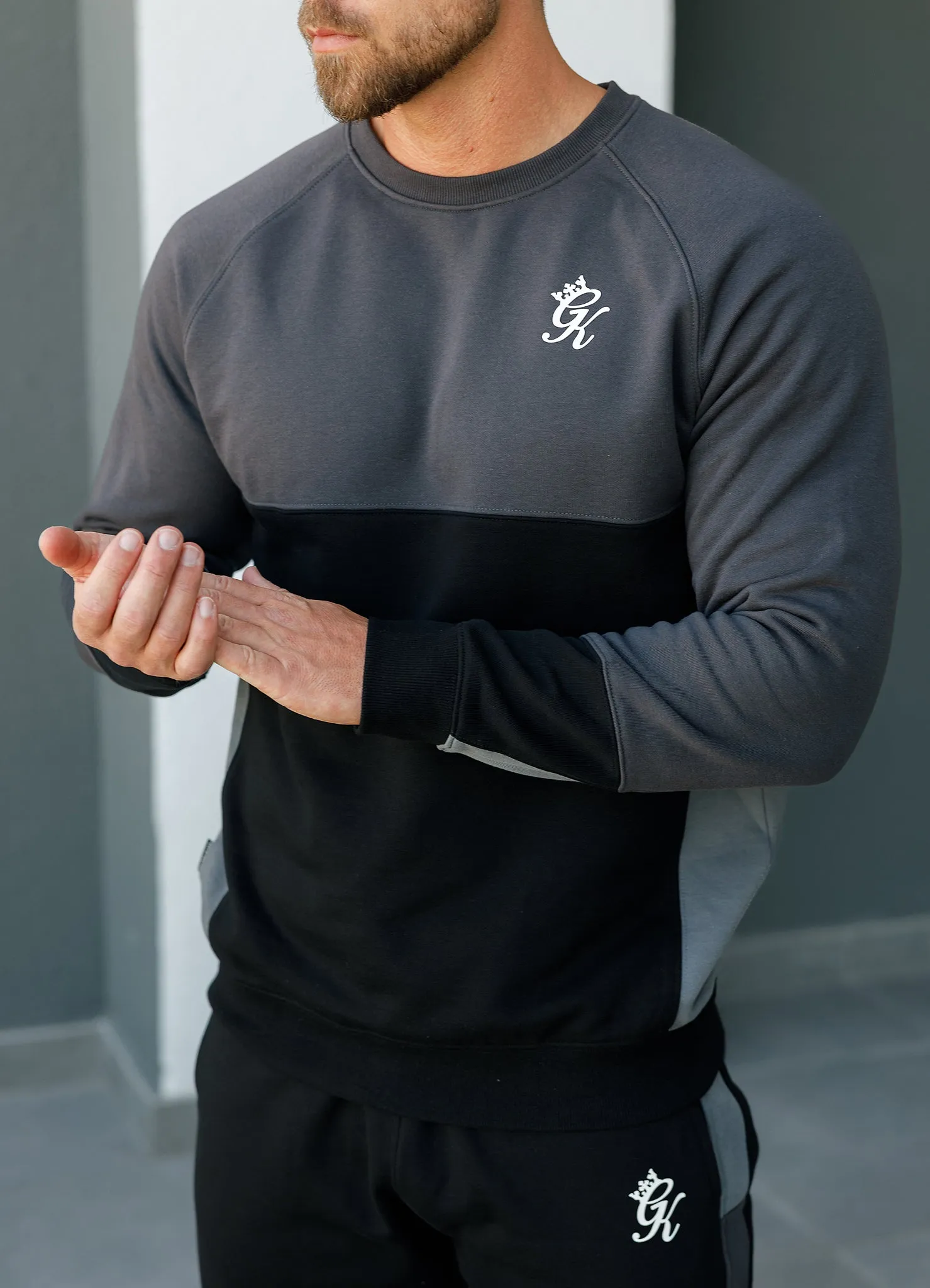 product date night charm factor Street Active Gym King Minefield Fleece Crew - Black