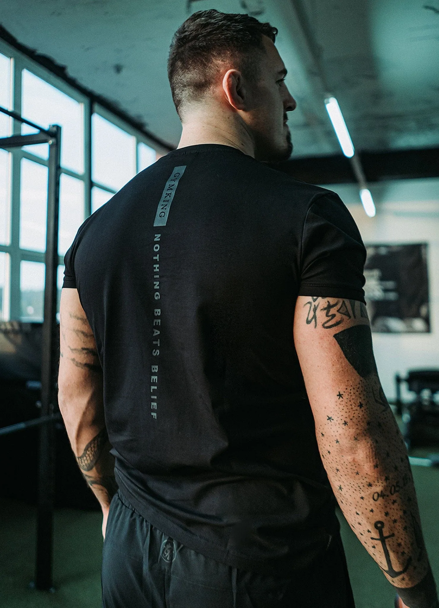 Gym King Nothing Beats Belief Tee - Black Comfortable All Day Wear