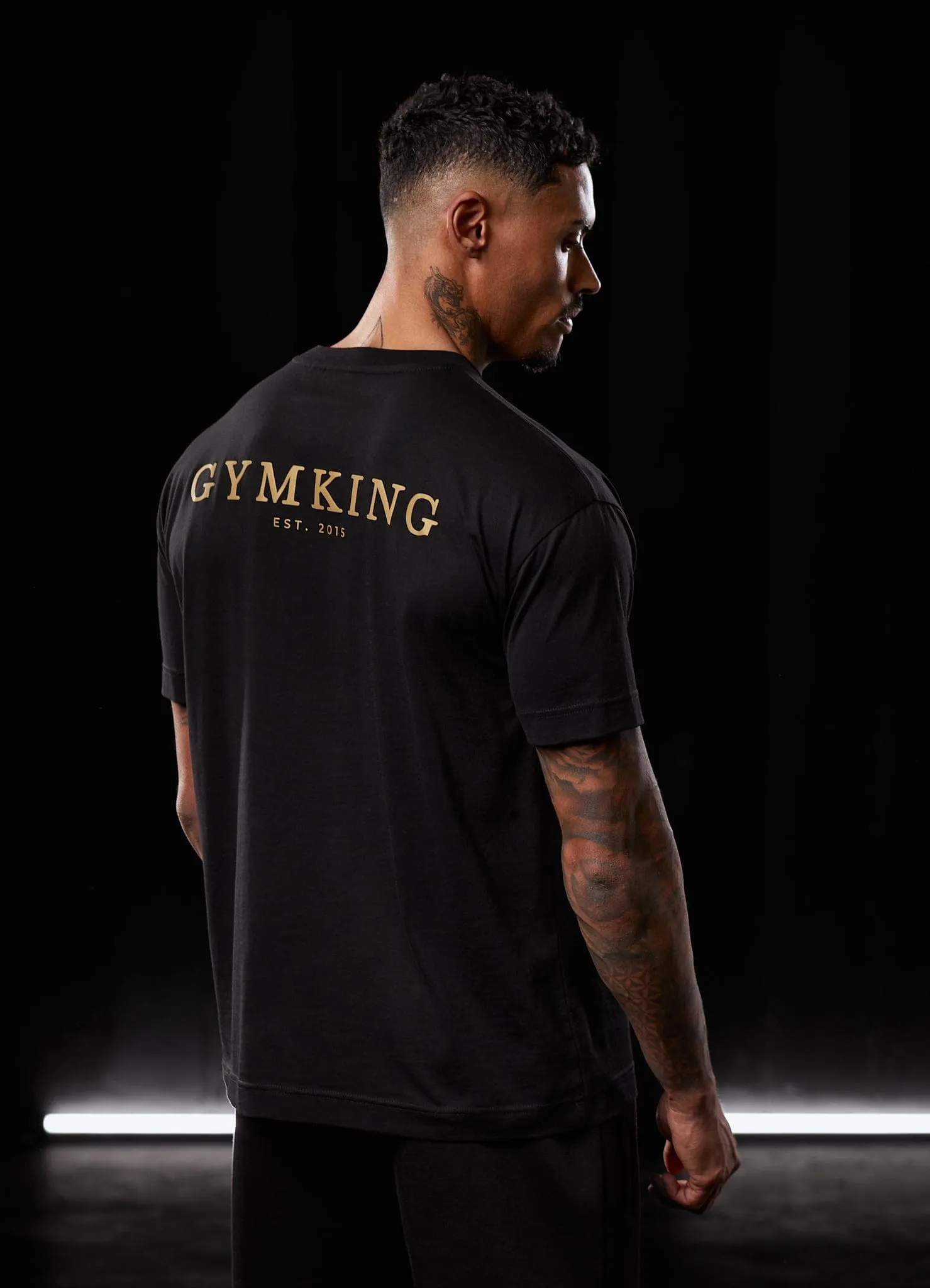 Light Flex Workout Gear Gym King Oversized Logo T-shirt - Black/Gold
