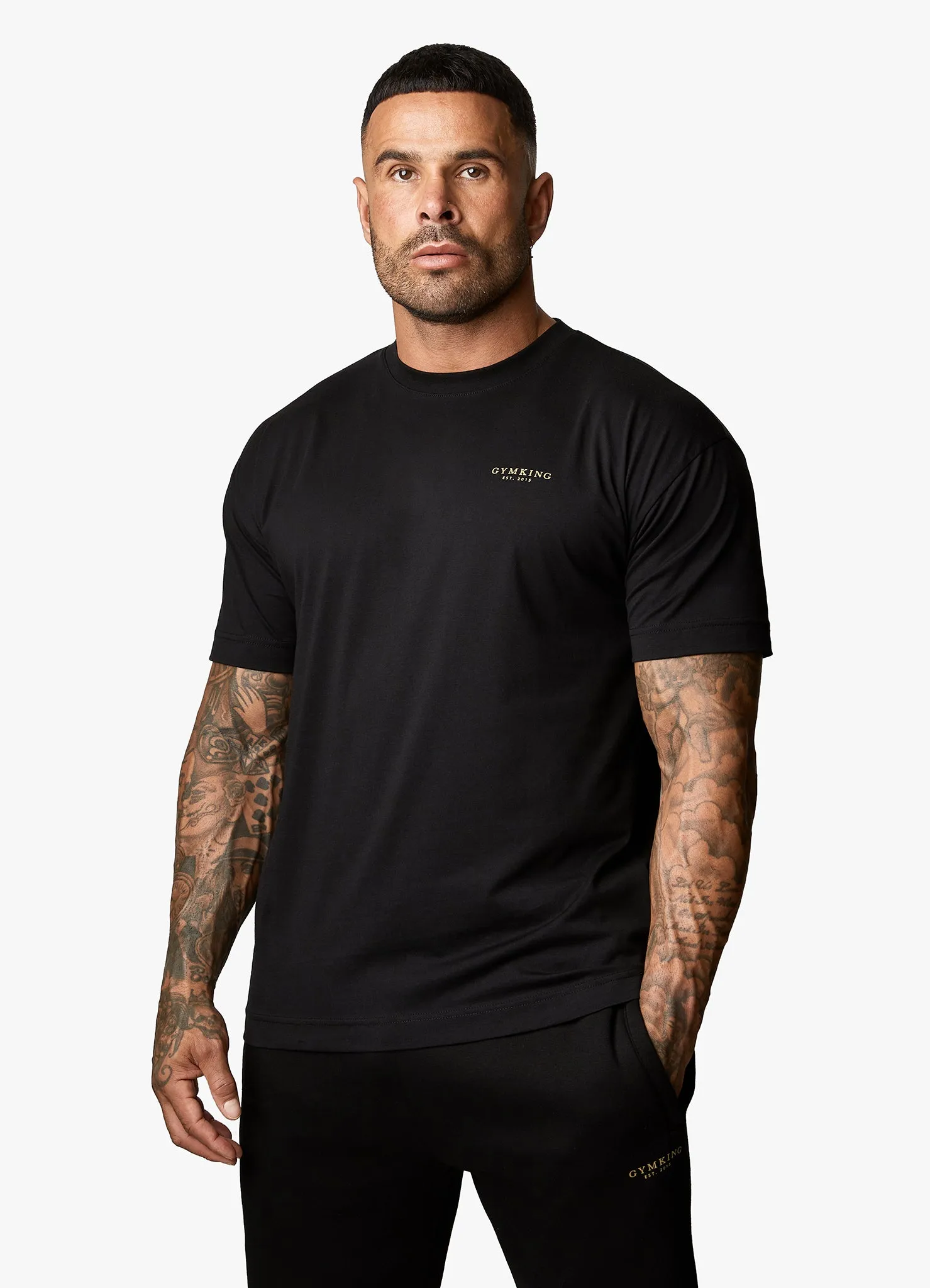 Gym King Oversized Logo T-shirt - Black/Gold Luxury exclusivity Trendy Comfort