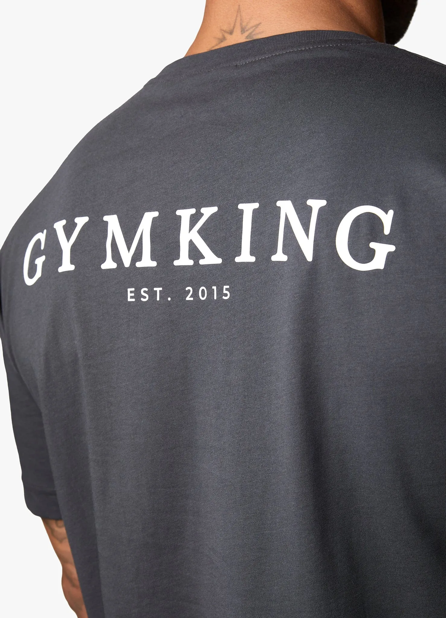 Perfect Layering Stretch performance Gym King Oversized Logo T-shirt - Dark Pewter