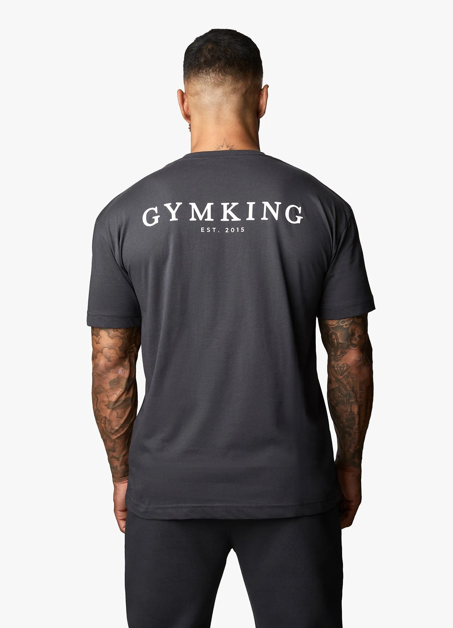 Gym King Oversized Logo T-shirt - Dark Pewter Cool and Chic Abstract print
