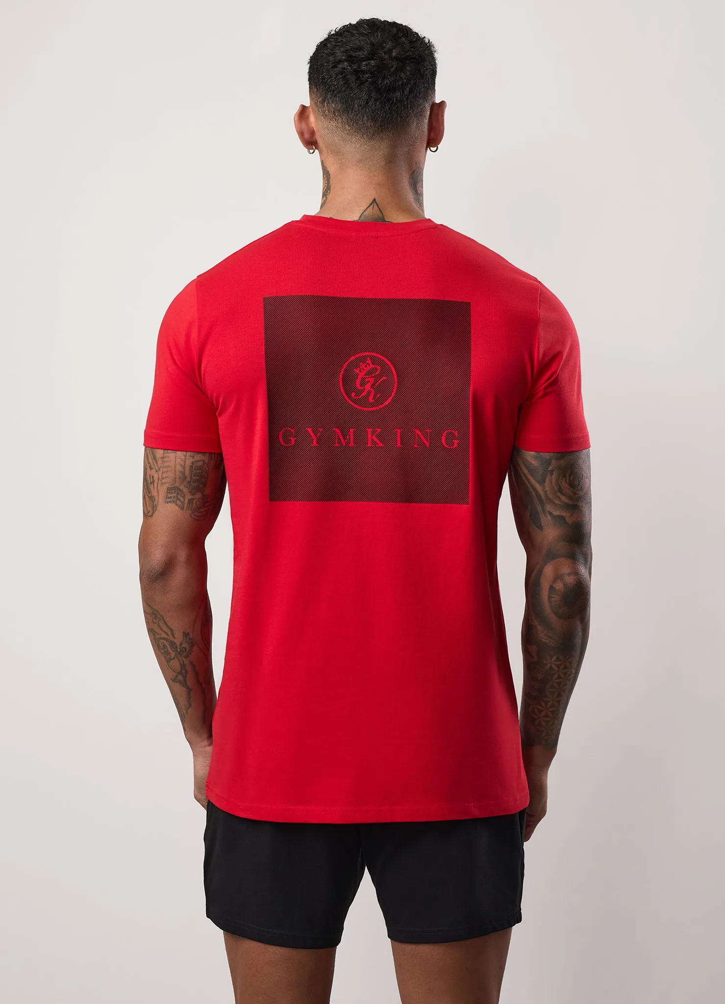 Reinforced Shoulder Seams Cozy Fit Wear Gym King Pro Graphic Tee - Crimson Red
