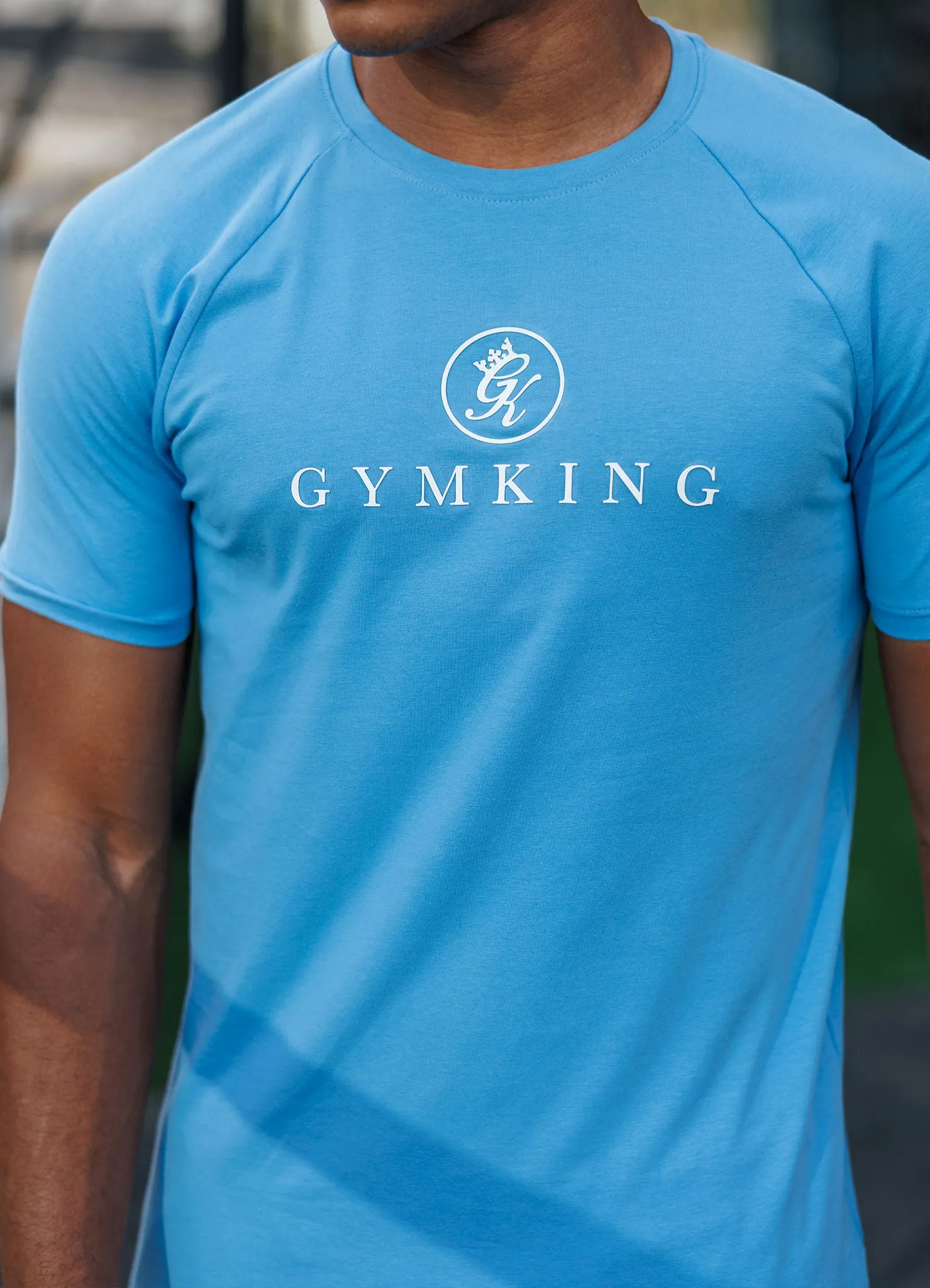 Gym King Pro Jersey Tee - Azure Blue Trendy popularity Temperature Regulating