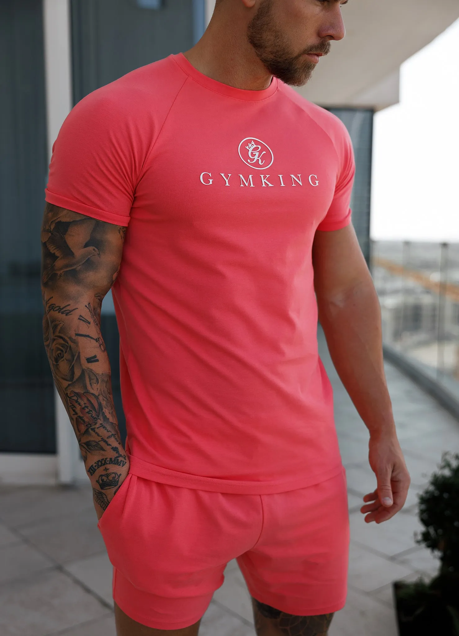Gym King Pro Jersey Tee - Coral Fashionable Wear Easy Layer