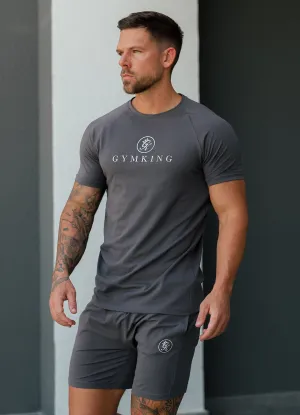 Non Restrictive Cut Gym King Pro Logo Jersey Tee - Graphite