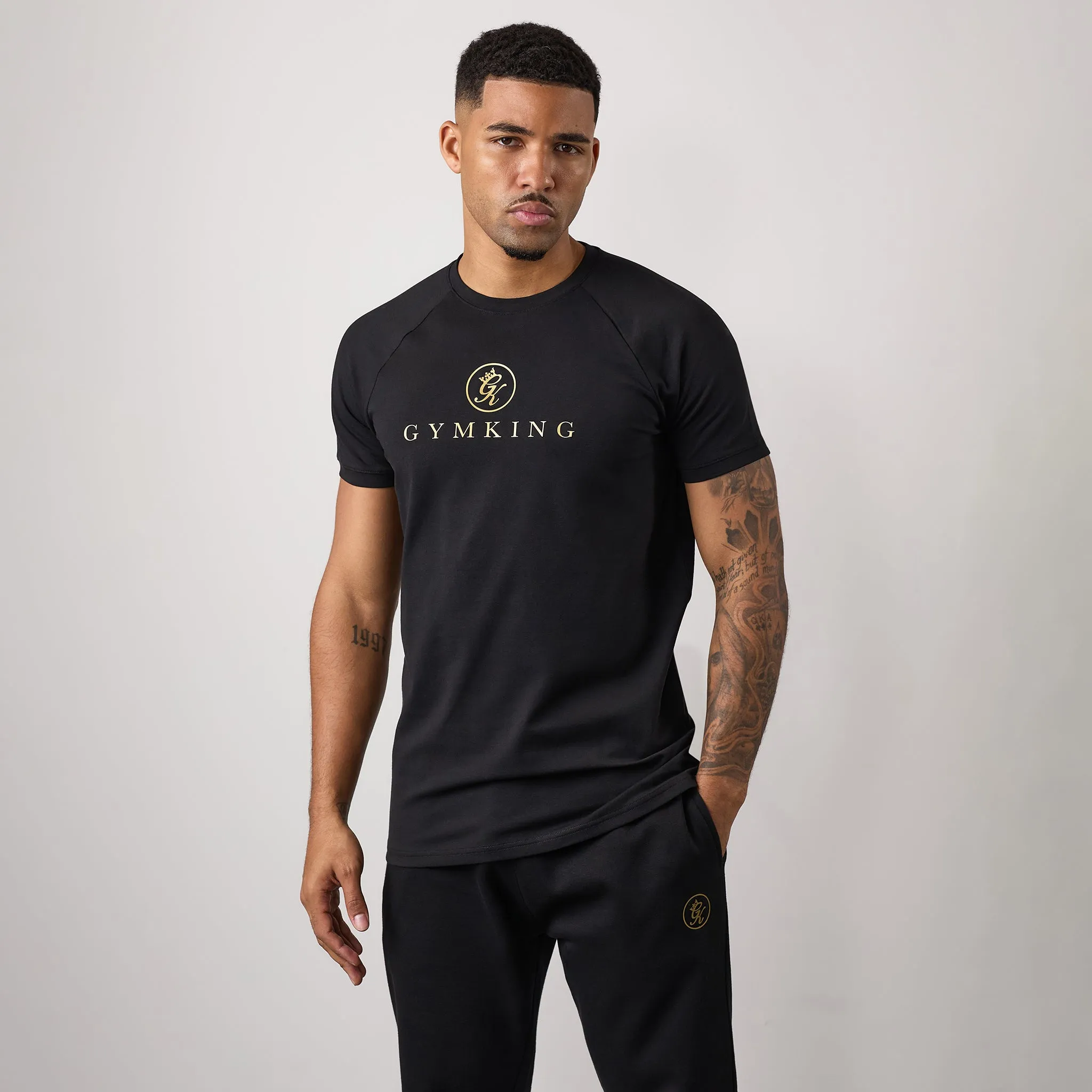 UV Protection Fabric Sustainable production Gym King Pro Tee - Black/Gold